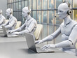 Call center with humanoid chat bots answering calls