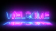 © Zen Z - animation of the welcome word in blue neon. suited for the video's introduction or greetings. neon-animated video Over a digital background, welcome words. welcome to animation on a neon sign.