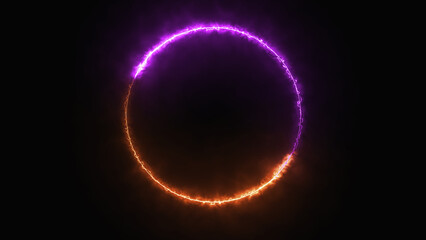 Poster - Abstract neon and fire motion circle light effect. Abstract Light Effect Element Design on Black Background.