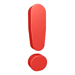 Poster - Red exclamation mark symbol or icon design in 3d rendering