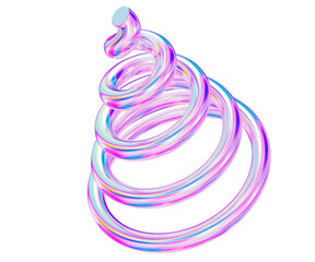 Aufkleber - 3d holographic geometric shape spiral. Metal simple figure for your design on isolated background. 3d rendering illustration.