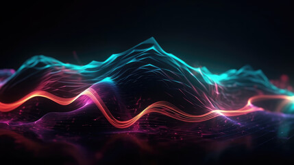 Wall Mural - Abstract futuristic background with blurry glowing wave and neon lines. Spiritual energy concept, digital fantastic.