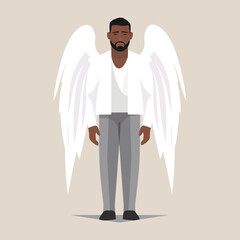 african american man angel vector flat isolated illustration