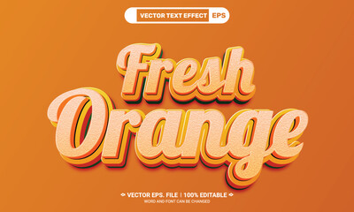 Wall Mural - 3d fresh orange editable vector text effect