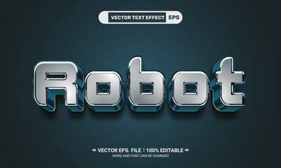 Poster - Robot 3d editable cyber style eps vector text effect
