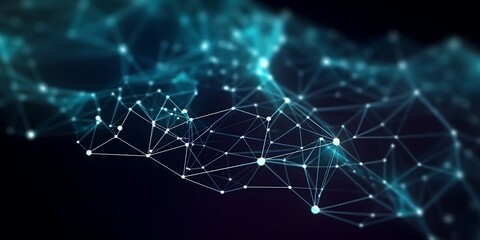 3D network connections with plexus design background. Generative AI.