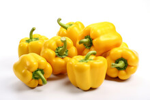 Ripe Yellow Bell Pepper On A White Background. Fresh Yellow Bell Pepper Vegetable. Ai Generative.