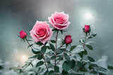 Fototapeta Kwiaty - Różowe kwiaty róże. Generative aI