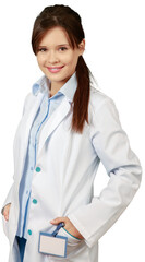 Wall Mural - Woman Doctor with Hands in Pockets - Isolated