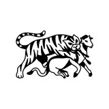 Fototapeta Psy - vector illustration of a tiger eating