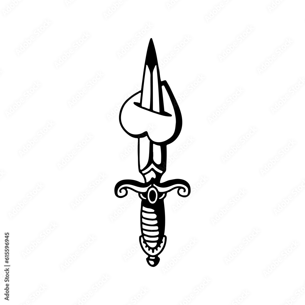 vector illustration of a dagger with a heart concept Stock Vector ...