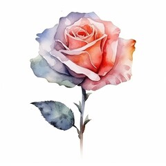 Wall Mural - Cute watercolor rose flower. Illustration AI Generative.