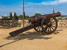 Historical Cannon At The Old Customs On The Rhine Near Bonn