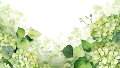 Wall Mural - floral watercolor background green hydrangea flower