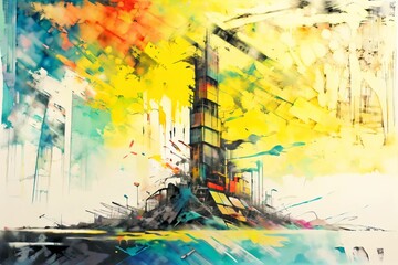 Fototapete - abstract grungy texture illustration digital art 
pattern wallpaper colorful background artwork generative ai
