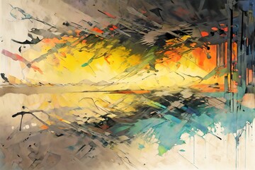 Fototapete - abstract grungy texture illustration digital art 
pattern wallpaper colorful background artwork generative ai
