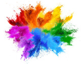 Fototapeta Panele - colorful vibrant rainbow holi paint color powder explosion with bright colors isolated white background