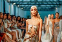 Woman Top Model At Fashion Week Show. AI Generated, Human Enhanced