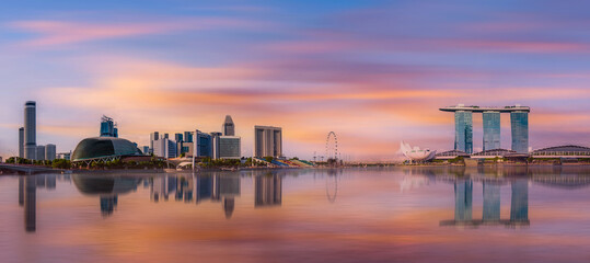 Wall Mural - Singapore city skyline at twilight, 