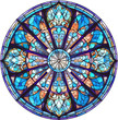 Stained glass window of the Church of St. Francis of Assisi on a white background
