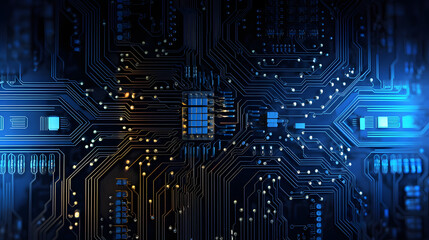 Wall Mural - Technology blue computer circuit board abstract graphic poster web page PPT background