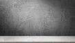 © Uuganbayar - Empty gray wall room interiors studio concrete backdrop and floor cement shelf, well editing montage display products and text present on free space background