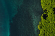 Beautiful Mangrove island landscape and scenery during blue sky, sunrise and sunset from aerial view