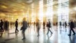 © enopi - ロビーを歩くぼやけた街のビジネスマンのぼかしモーションGenerativeAI