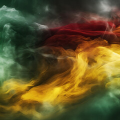 Wall Mural - background with yellow, green and red smoke