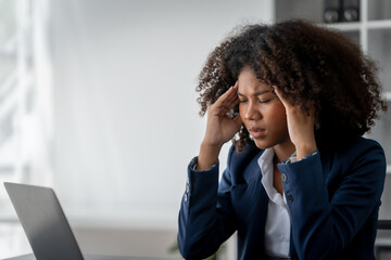 African american business woman worker stressed at office workplace.