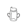 Toddler sippy cup hand drawn outline doodle icon. Nutrition bottle for feeding kids and newborn baby vector sketch illustration for print, web, mobile and infographics isolated on white background.