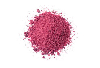 Wall Mural - Pile of dry beet root powder isolated on white background, top view, flat lay.