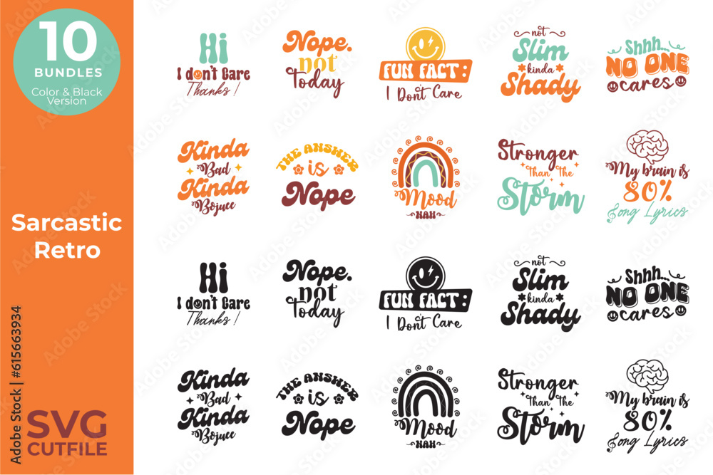 Funny Retro Sarcastic SVG Bundles, Cut Files for Cutting Machines like ...