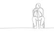 © clelia-clelia - Senior man is sitting continuous line drawing art. Abstract simple senior man. One line continuous outline isolated vector illustration.
