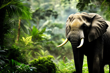 Elephant in the jungle. Nature and wildlife concept.