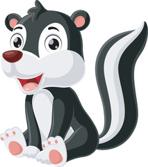 Wall Mural - Cute baby skunk cartoon sitting