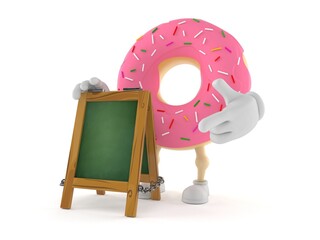 Wall Mural - Donut character with chalk signboard