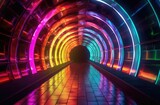 Fototapeta Przestrzenne - A tunnel of luminous lines around