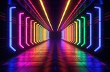 Fototapeta Perspektywa 3d - A tunnel of luminous lines around