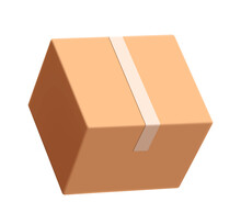 Brown Parcel Box Or Cardboard Box On Transparent Background