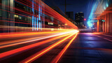 Fototapeta Perspektywa 3d - Long exposure dynamic speed light trails in an urban environment. Generative AI