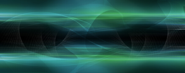 Poster - Abstract background blurred blue green rays light and halftone on black with the gradient texture lines effect motion design pattern graphic.