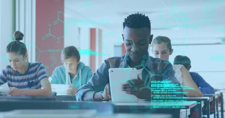 Poster - Animation of dna strand diagrams and data processing over diverse children in school class