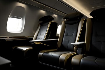 Wall Mural - First class business luxury seats. Generative AI