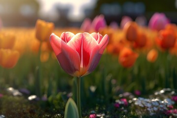 Aufkleber - tulip field. generated by Ai.