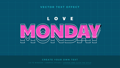 love monday outline editable text effect, suitable for promotion, product, headline