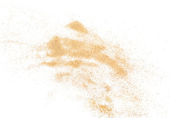 Wall Mural - Sand pile scatter isolated on white background and texture, with clipping path, top view