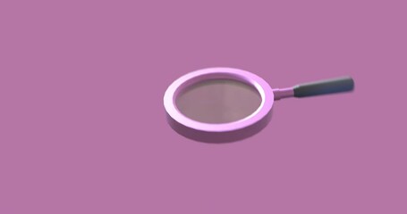 Canvas Print - Animation of magnifying glass spinning over purple background