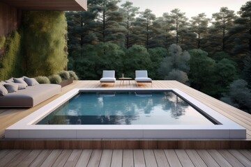 Wall Mural - Modern pool terrace. Generate Ai