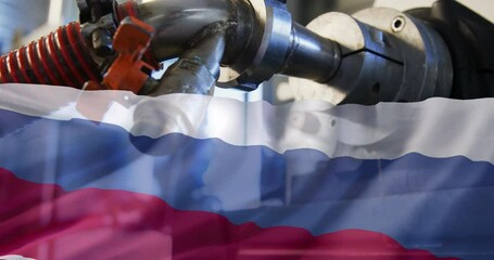 Poster - Animation of oil pump and flag of russia